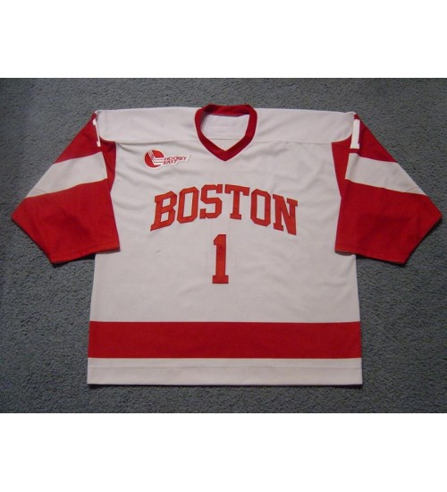 Custom NCAA 2003-04 Boston University Terriers BU 1 Stephan Siwiec Hockey Jersey Home White